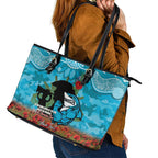 Personalised Sharks Rugby ANZAC Day Leather Tote Bag Last Post Poppy We Will Remember Them