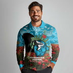 Personalised Sharks Rugby ANZAC Day Long Sleeve Polo Shirt Last Post Poppy We Will Remember Them