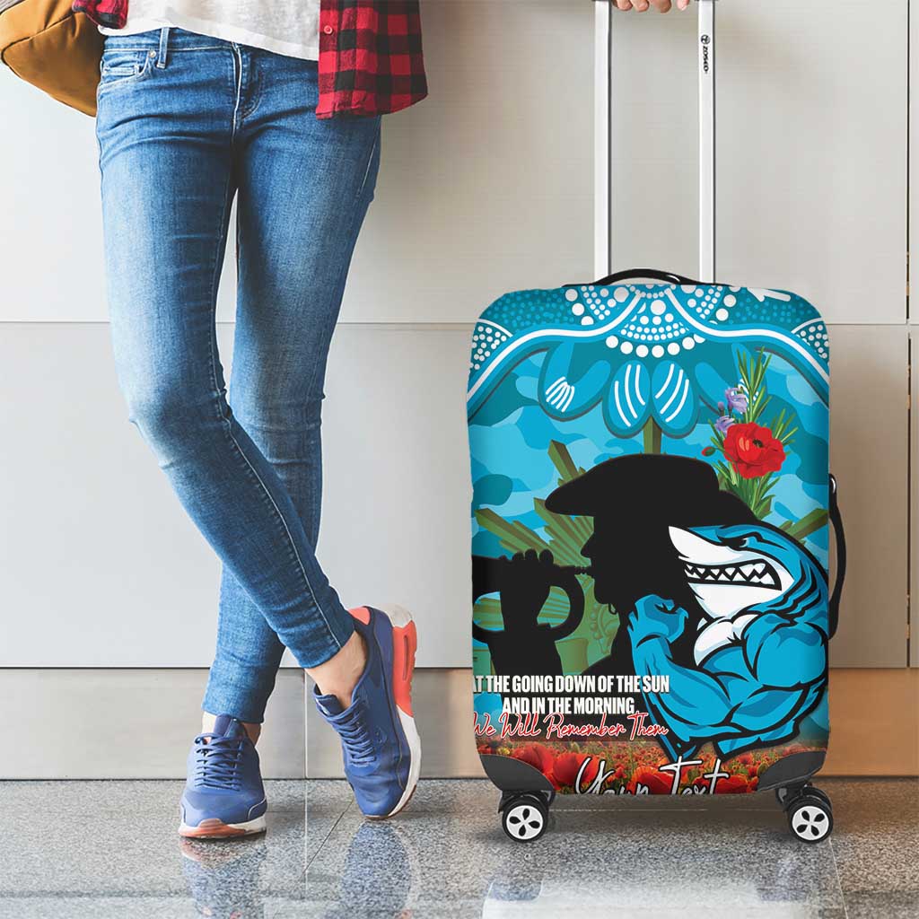 Personalised Sharks Rugby ANZAC Day Luggage Cover Last Post Poppy We Will Remember Them