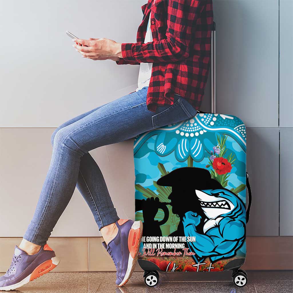 Personalised Sharks Rugby ANZAC Day Luggage Cover Last Post Poppy We Will Remember Them
