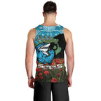 Personalised Sharks Rugby ANZAC Day Men Tank Top Last Post Poppy We Will Remember Them