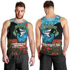 Personalised Sharks Rugby ANZAC Day Men Tank Top Last Post Poppy We Will Remember Them