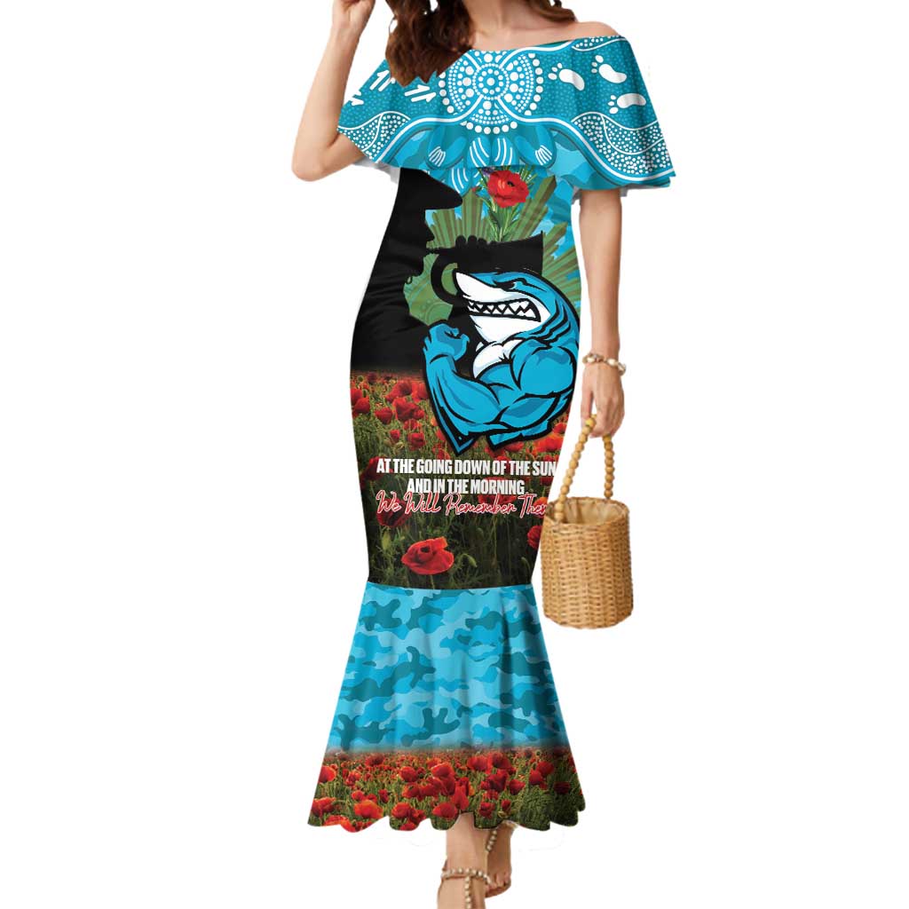 Personalised Sharks Rugby ANZAC Day Mermaid Dress Last Post Poppy We Will Remember Them