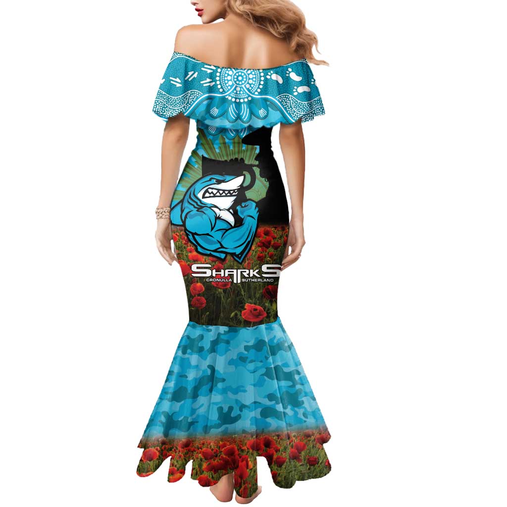 Personalised Sharks Rugby ANZAC Day Mermaid Dress Last Post Poppy We Will Remember Them
