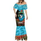 Personalised Sharks Rugby ANZAC Day Mermaid Dress Last Post Poppy We Will Remember Them