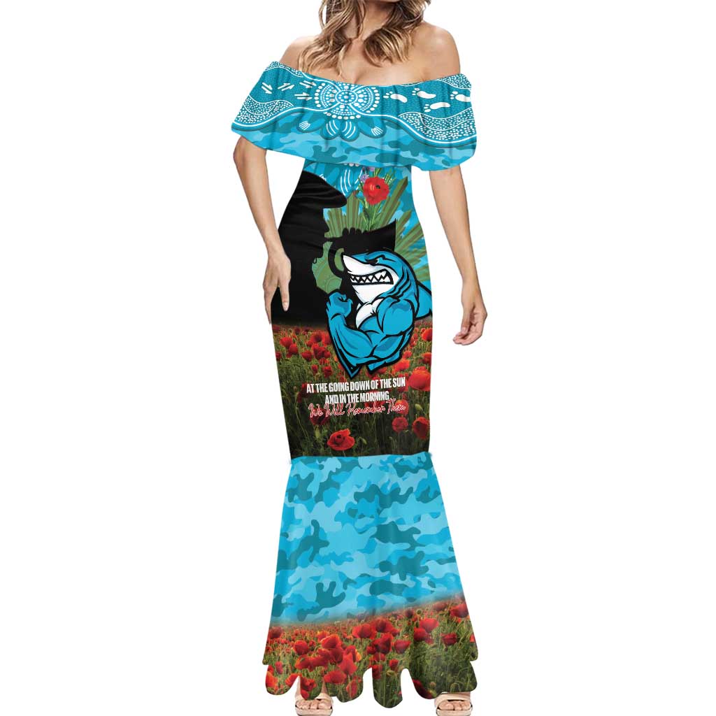 Personalised Sharks Rugby ANZAC Day Mermaid Dress Last Post Poppy We Will Remember Them