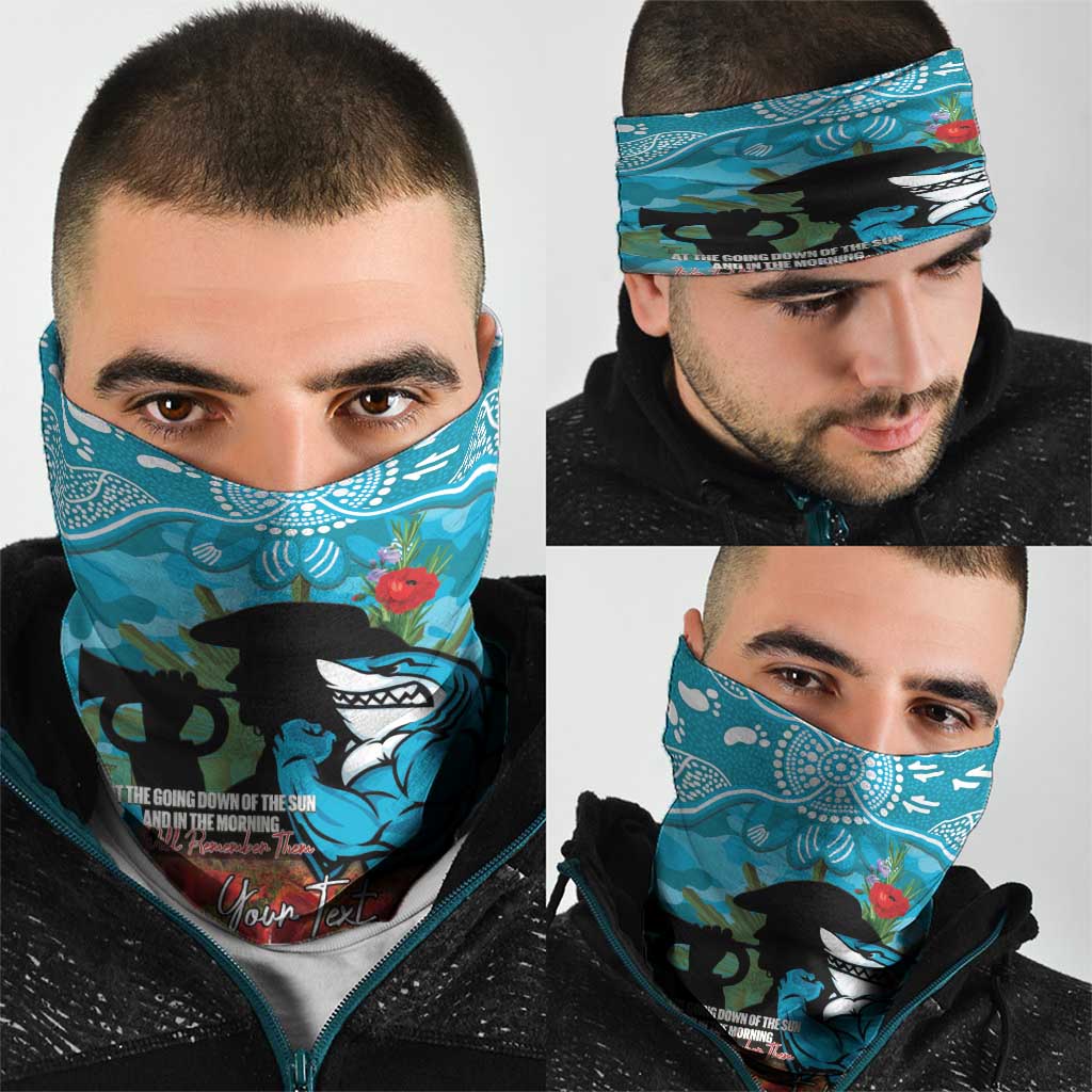 Personalised Sharks Rugby ANZAC Day Neck Gaiter Last Post Poppy We Will Remember Them