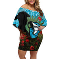 Personalised Sharks Rugby ANZAC Day Off Shoulder Short Dress Last Post Poppy We Will Remember Them