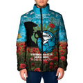 Personalised Sharks Rugby ANZAC Day Padded Jacket Last Post Poppy We Will Remember Them