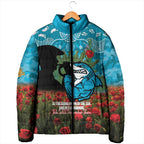 Personalised Sharks Rugby ANZAC Day Padded Jacket Last Post Poppy We Will Remember Them