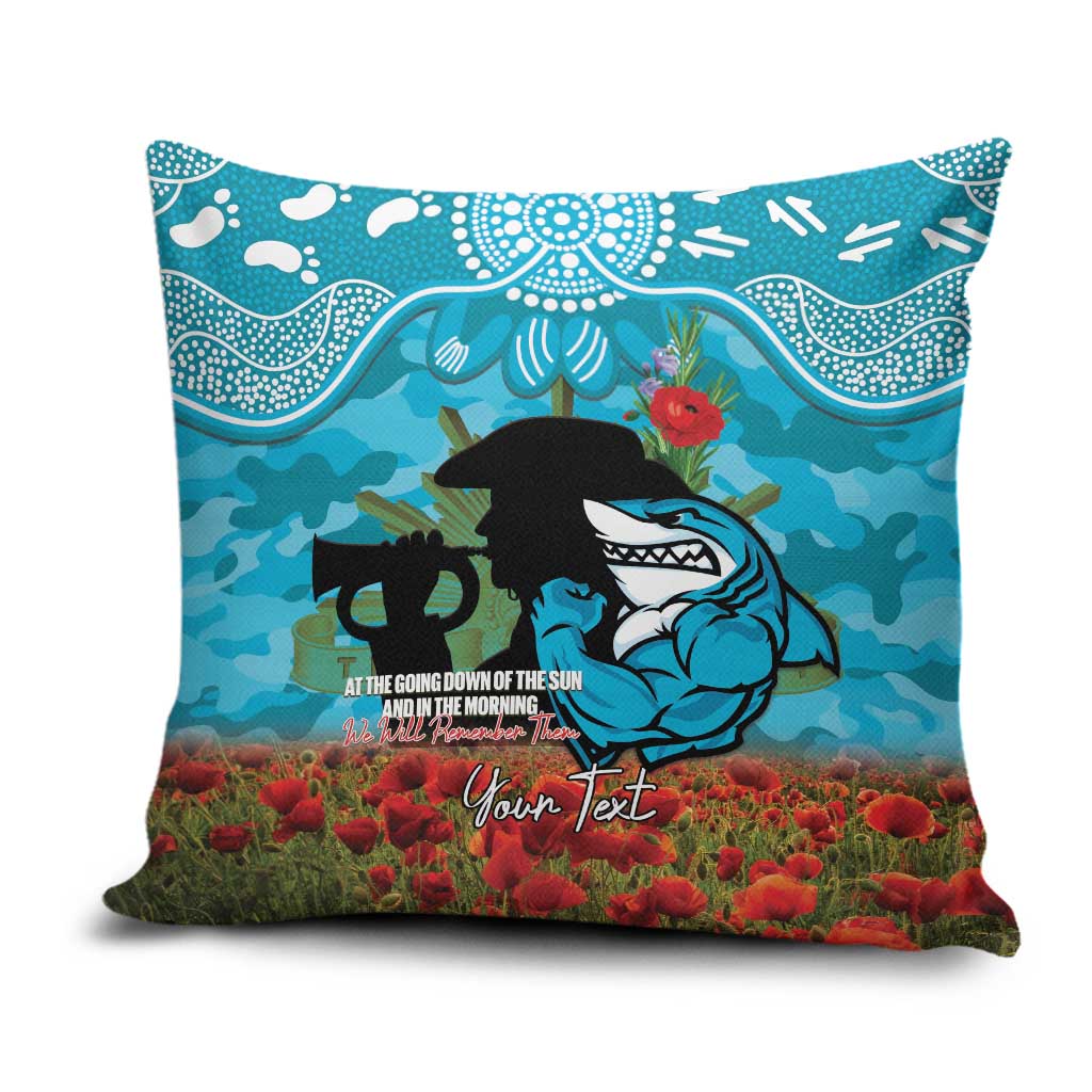 Personalised Sharks Rugby ANZAC Day Pillow Cover Last Post Poppy We Will Remember Them