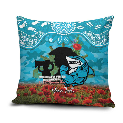 Personalised Sharks Rugby ANZAC Day Pillow Cover Last Post Poppy We Will Remember Them