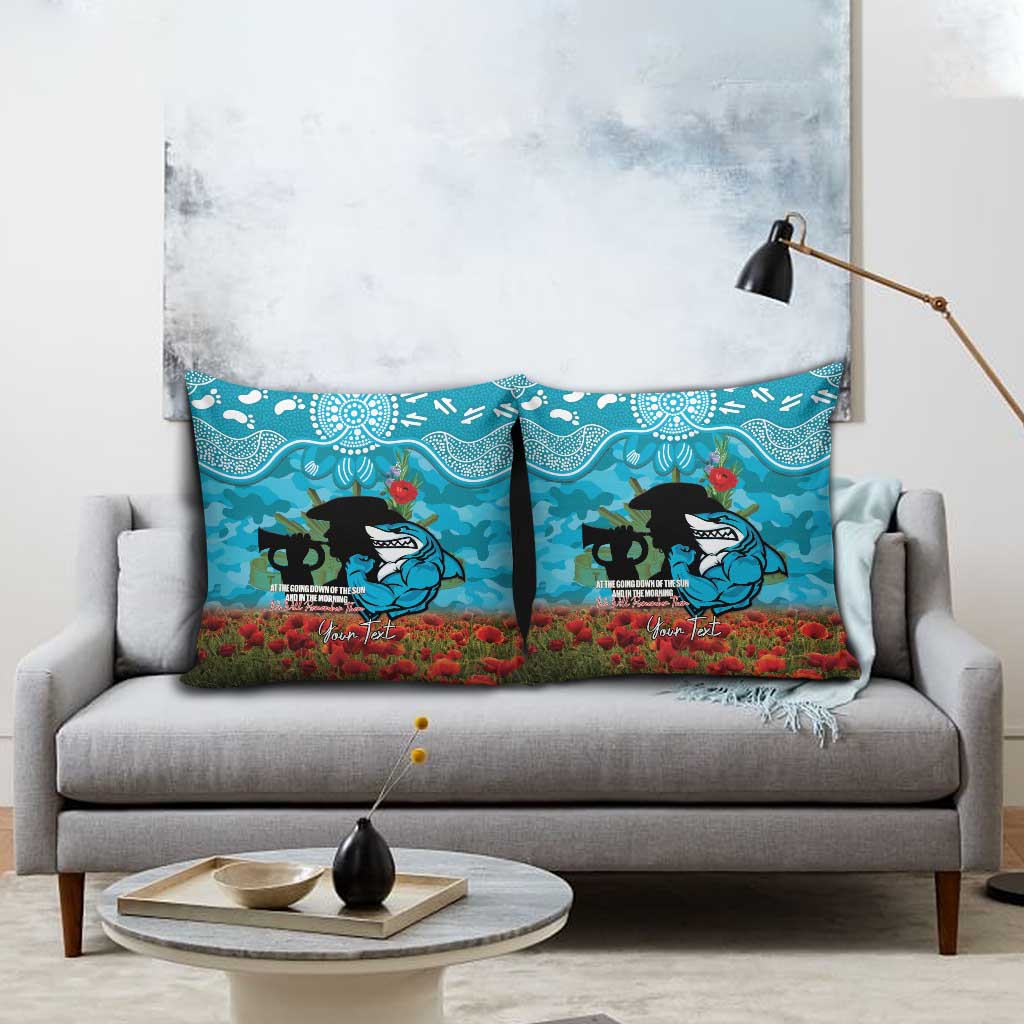 Personalised Sharks Rugby ANZAC Day Pillow Cover Last Post Poppy We Will Remember Them