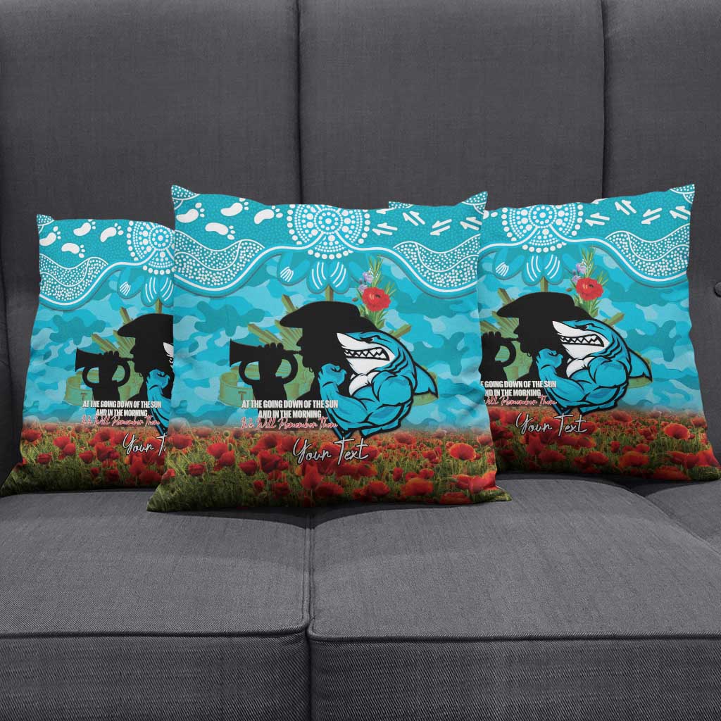 Personalised Sharks Rugby ANZAC Day Pillow Cover Last Post Poppy We Will Remember Them