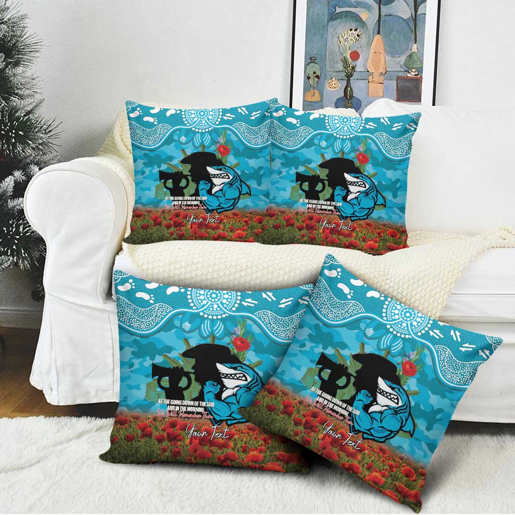 Personalised Sharks Rugby ANZAC Day Pillow Cover Last Post Poppy We Will Remember Them