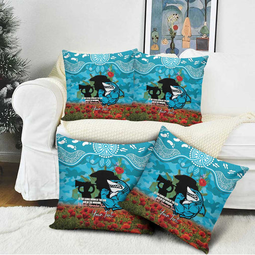 Personalised Sharks Rugby ANZAC Day Pillow Cover Last Post Poppy We Will Remember Them