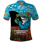 Personalised Sharks Rugby ANZAC Day Polo Shirt Last Post Poppy We Will Remember Them