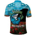 Personalised Sharks Rugby ANZAC Day Polo Shirt Last Post Poppy We Will Remember Them