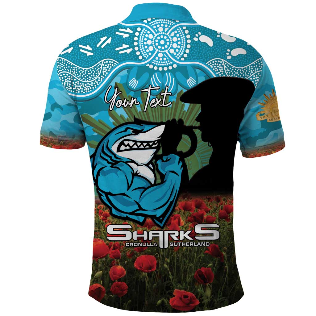 Personalised Sharks Rugby ANZAC Day Polo Shirt Last Post Poppy We Will Remember Them