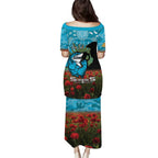 Personalised Sharks Rugby ANZAC Day Puletasi Last Post Poppy We Will Remember Them