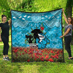 Personalised Sharks Rugby ANZAC Day Quilt Last Post Poppy We Will Remember Them