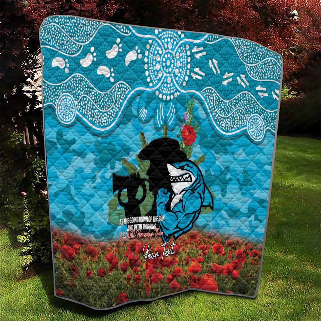 Personalised Sharks Rugby ANZAC Day Quilt Last Post Poppy We Will Remember Them