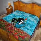Personalised Sharks Rugby ANZAC Day Quilt Last Post Poppy We Will Remember Them