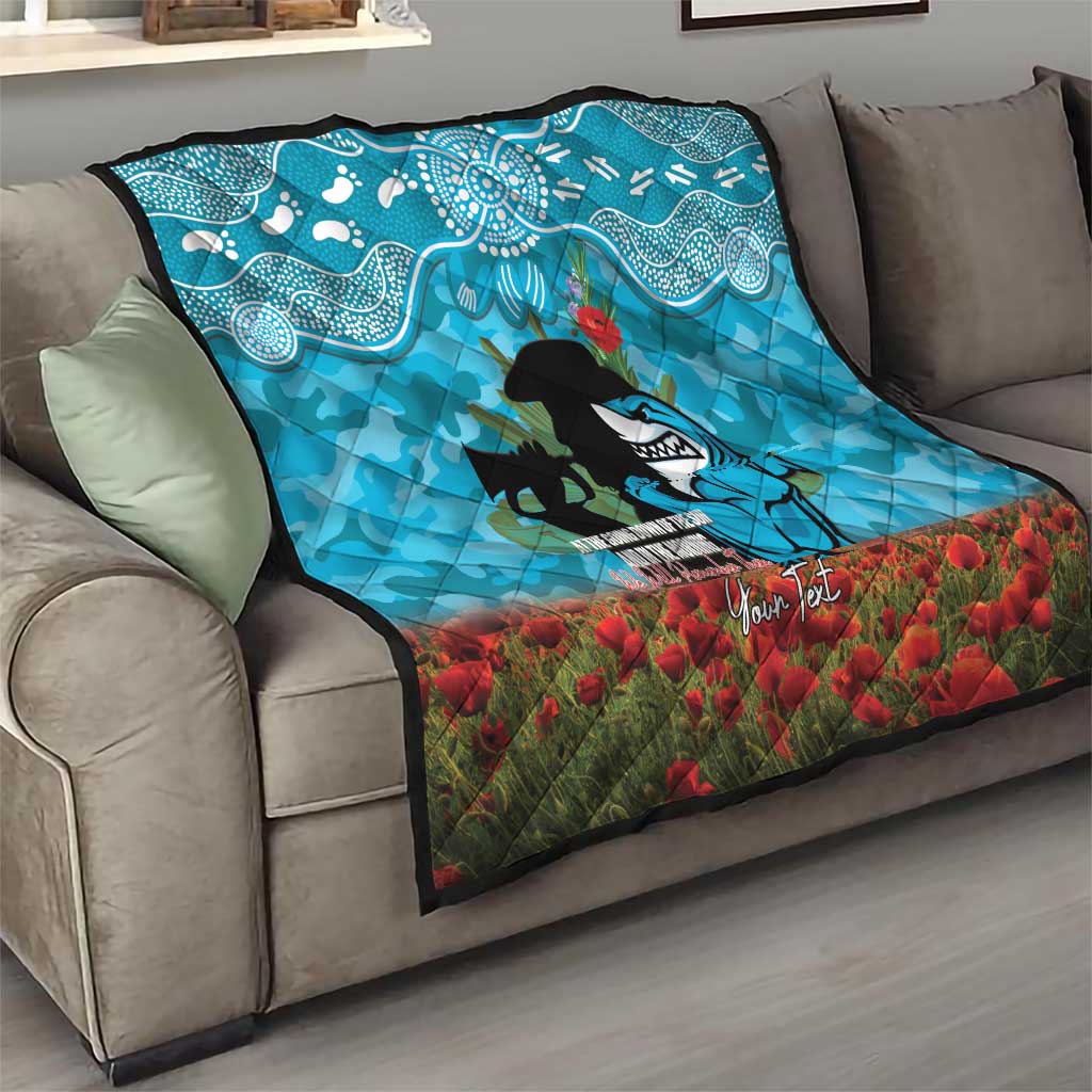 Personalised Sharks Rugby ANZAC Day Quilt Last Post Poppy We Will Remember Them