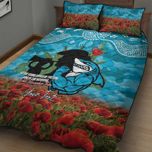 Personalised Sharks Rugby ANZAC Day Quilt Bed Set Last Post Poppy We Will Remember Them