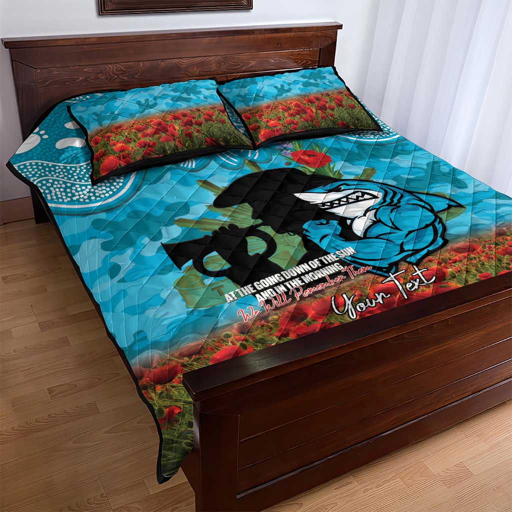Personalised Sharks Rugby ANZAC Day Quilt Bed Set Last Post Poppy We Will Remember Them