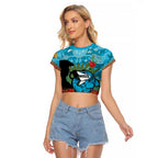 Personalised Sharks Rugby ANZAC Day Raglan Cropped T Shirt Last Post Poppy We Will Remember Them