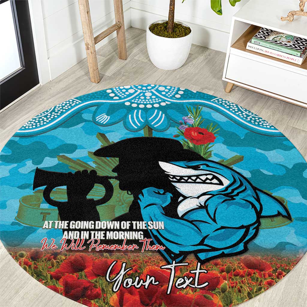 Personalised Sharks Rugby ANZAC Day Round Carpet Last Post Poppy We Will Remember Them