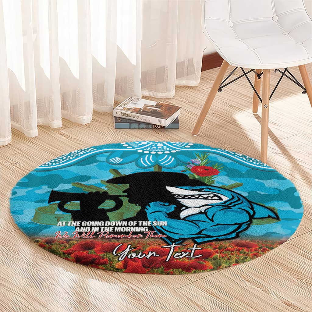 Personalised Sharks Rugby ANZAC Day Round Carpet Last Post Poppy We Will Remember Them