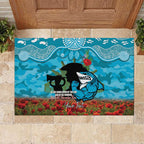 Personalised Sharks Rugby ANZAC Day Rubber Doormat Last Post Poppy We Will Remember Them