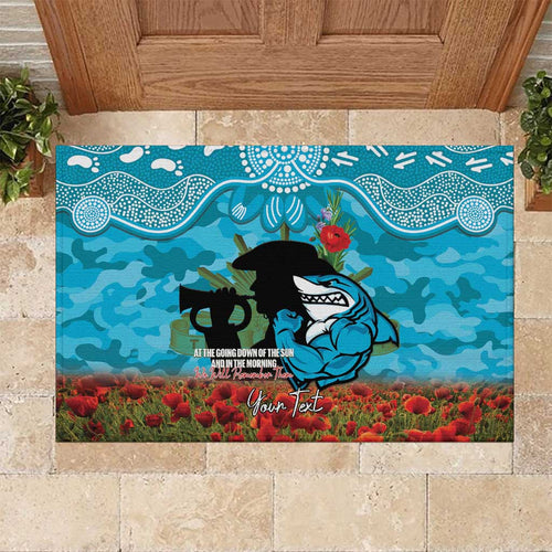Personalised Sharks Rugby ANZAC Day Rubber Doormat Last Post Poppy We Will Remember Them