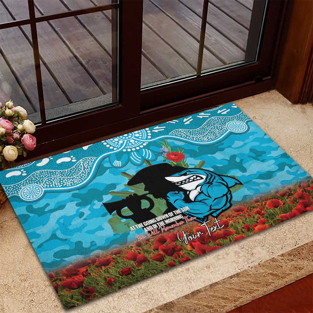 Personalised Sharks Rugby ANZAC Day Rubber Doormat Last Post Poppy We Will Remember Them