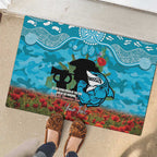Personalised Sharks Rugby ANZAC Day Rubber Doormat Last Post Poppy We Will Remember Them