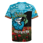 Personalised Sharks Rugby ANZAC Day Rugby Jersey Last Post Poppy We Will Remember Them