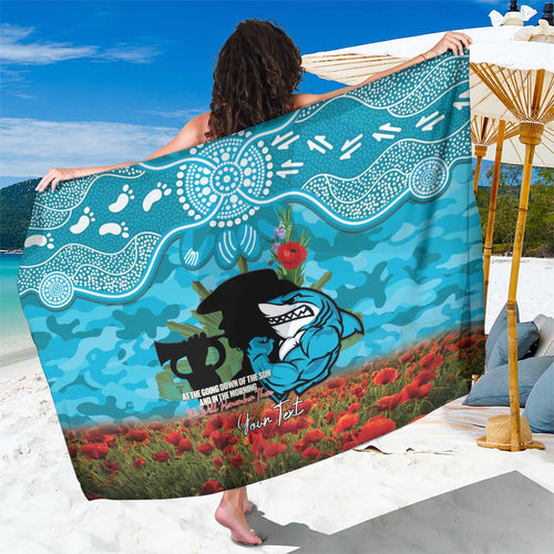 Personalised Sharks Rugby ANZAC Day Sarong Last Post Poppy We Will Remember Them