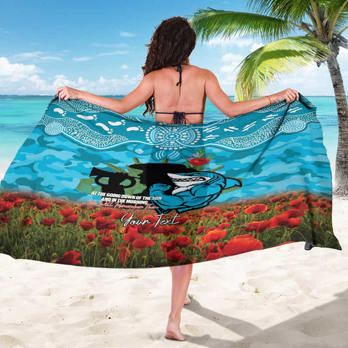 Personalised Sharks Rugby ANZAC Day Sarong Last Post Poppy We Will Remember Them