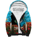 Personalised Sharks Rugby ANZAC Day Sherpa Hoodie Last Post Poppy We Will Remember Them