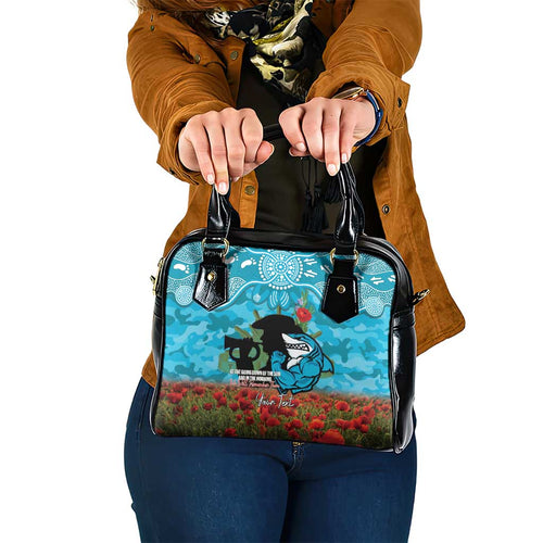 Personalised Sharks Rugby ANZAC Day Shoulder Handbag Last Post Poppy We Will Remember Them