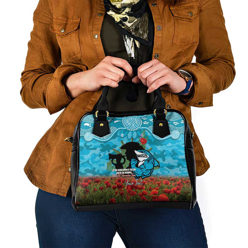 Personalised Sharks Rugby ANZAC Day Shoulder Handbag Last Post Poppy We Will Remember Them