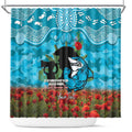Personalised Sharks Rugby ANZAC Day Shower Curtain Last Post Poppy We Will Remember Them