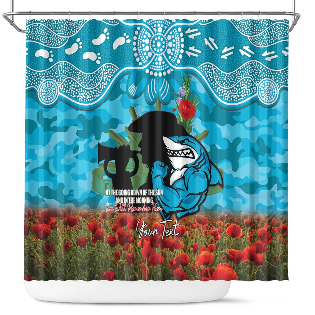 Personalised Sharks Rugby ANZAC Day Shower Curtain Last Post Poppy We Will Remember Them