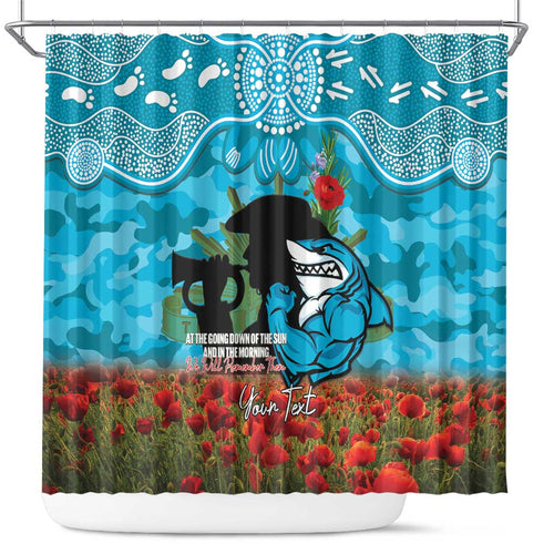 Personalised Sharks Rugby ANZAC Day Shower Curtain Last Post Poppy We Will Remember Them