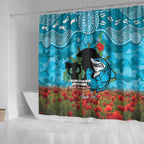 Personalised Sharks Rugby ANZAC Day Shower Curtain Last Post Poppy We Will Remember Them