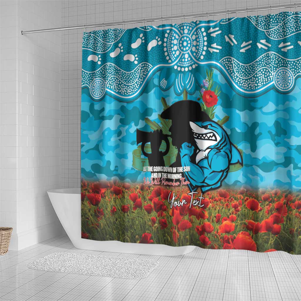 Personalised Sharks Rugby ANZAC Day Shower Curtain Last Post Poppy We Will Remember Them