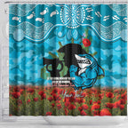 Personalised Sharks Rugby ANZAC Day Shower Curtain Last Post Poppy We Will Remember Them