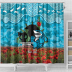 Personalised Sharks Rugby ANZAC Day Shower Curtain Last Post Poppy We Will Remember Them
